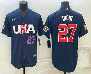 Men's USA Baseball #27 Mike Trout Number 2023 Navy World Baseball Classic Stitched Jersey,We sell and wholesale Men's USA Baseball #27 Mike Trout Number 2023 Navy World Baseball Classic Stitched Jersey on line form chian!